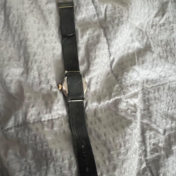 Andre Bouchard automatic Swiss watch silver tone watch with black band